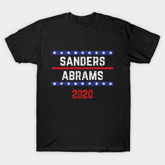 Bernie Sanders 2020 and Stacy Abrams on the One Ticket Vintage Distressed T-Shirt by YourGoods